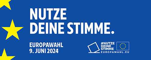 Logo Europawahl 2024 mit Motto Nutze Deine Stimme