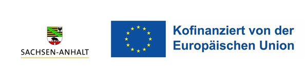 Logo Sachsen-Anhalt, Logo EU und Schriftzug Kofinanziert von der Europäischen Union