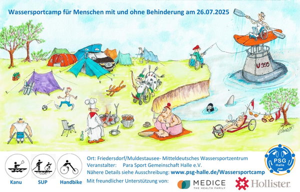 Grafik mit Ankündigung des Wassersportcamps am 26.07.2025 in Friedersdorf Grafik mit Ankündigung des Wassersportcamps am 26.07.2025 in Friedersdorf