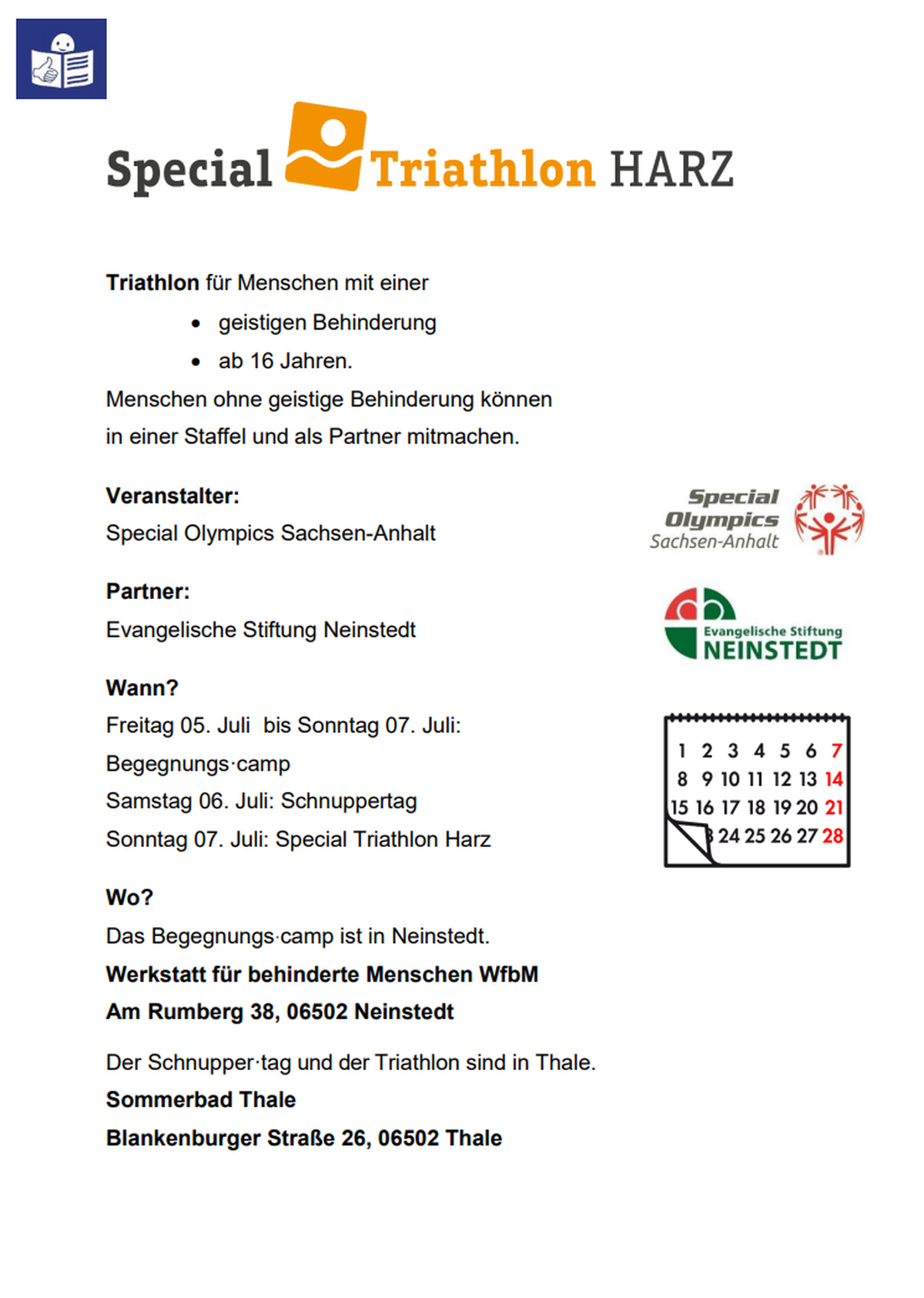 Plakat der Veranstaltung mit Informationen in Leichter Sprache, die auch im Termintext enthalten sind