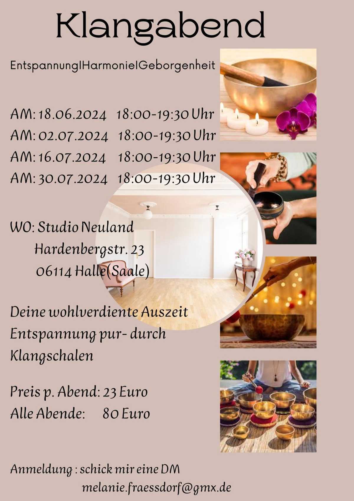 Plakat der Veranstaltung Plakat der Veranstaltung mit Informationen zu Kontakt, Ort, und Datum mit Uhrzeit