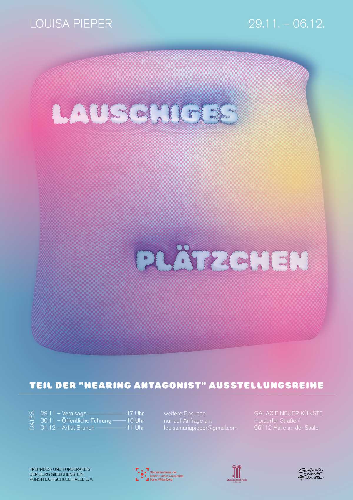 Plakat der Veranstaltung Plakat der Veranstaltung mit Informationen zu Kontakt, Ort, und Datum mit Uhrzeit