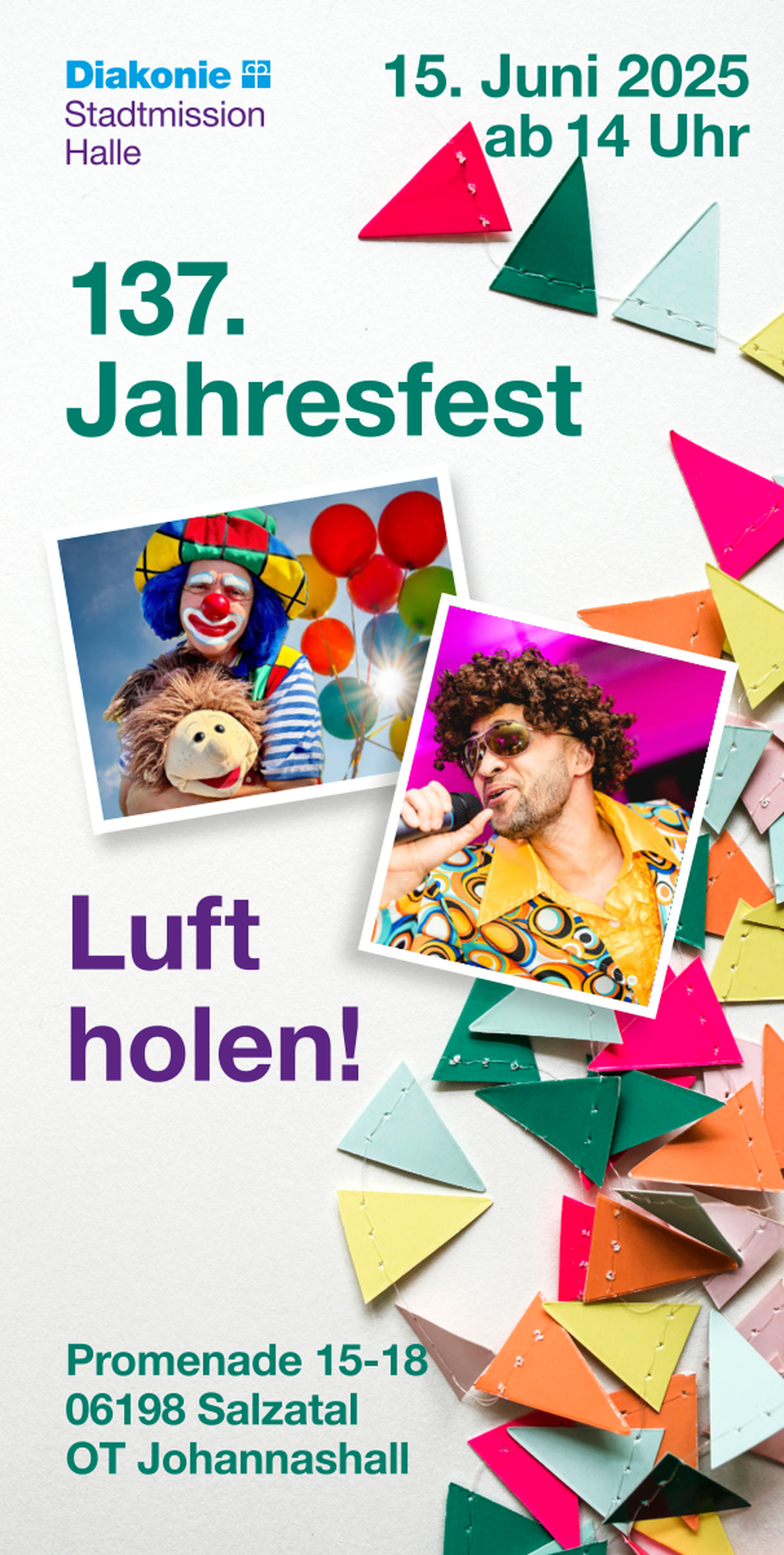 Bild der Stadtmission Halle mit Ankündigung vom 137. Jahresfest in Johannishall