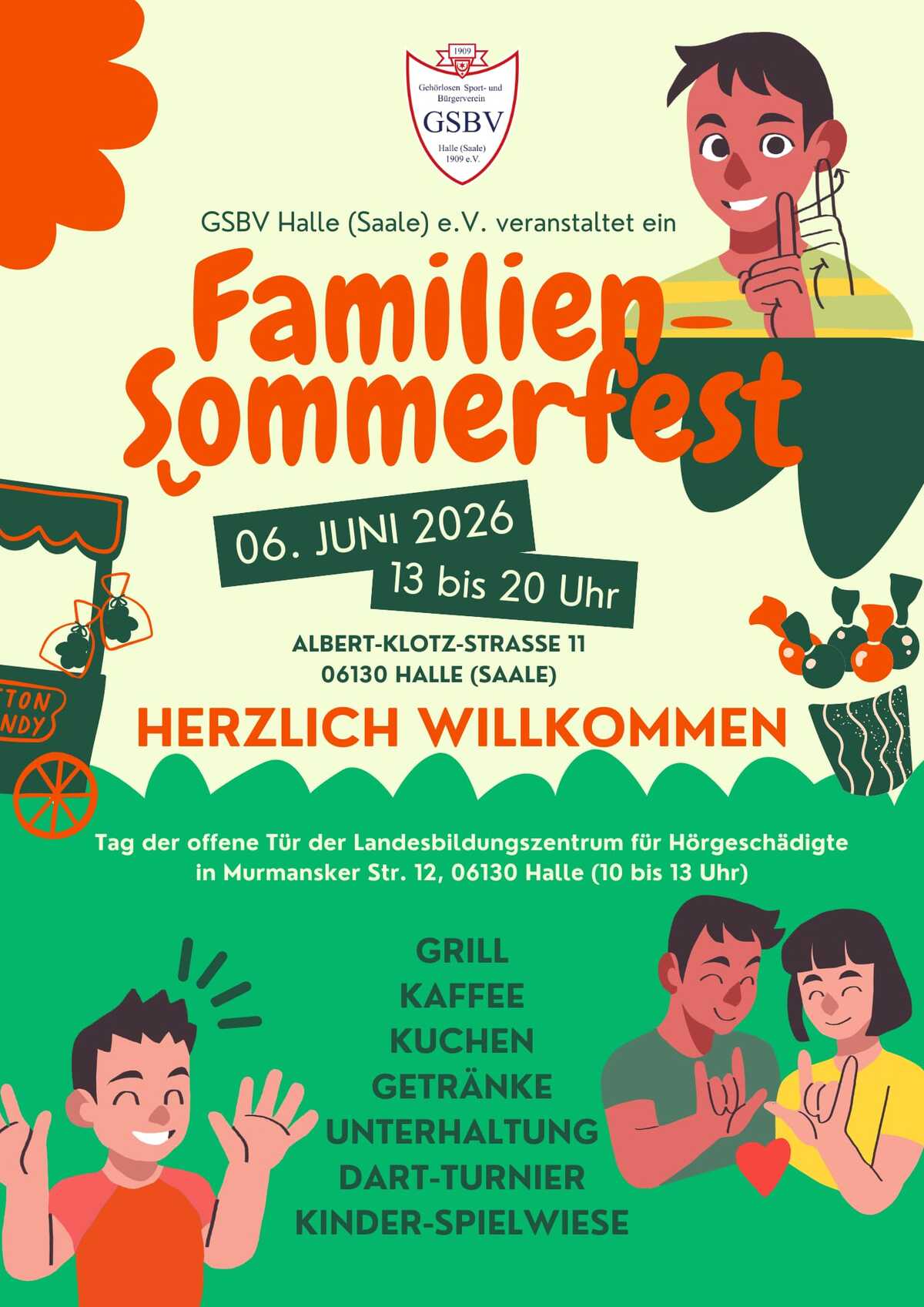 Einladung vom GSBV Halle e.V. zum Familiensommerfest am 6. Juni 2026 in das LBZ für Hörgeschädigte