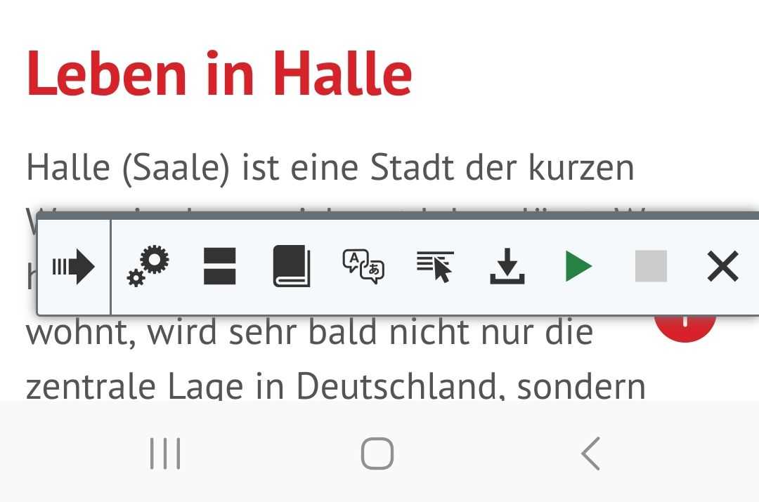 Screenshot mobile - Leiste