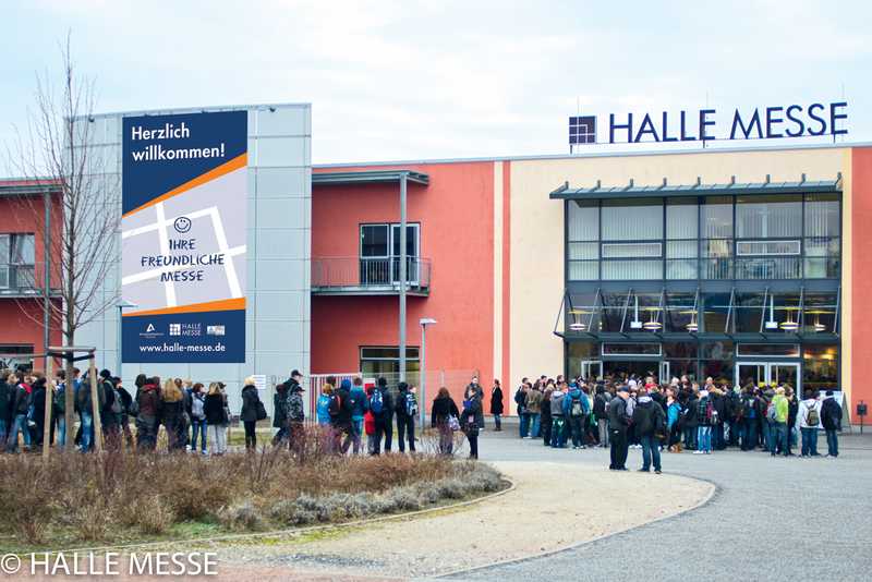 Ansicht der Halle Messe von außen am Haupteingang